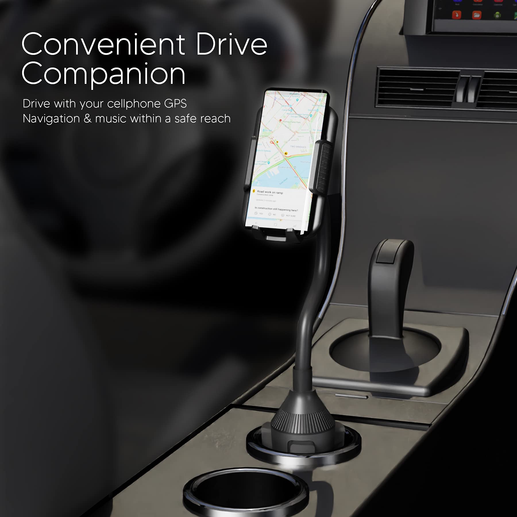 Soporte para Teléfono Celular TalkWorks Negro Compatible con iPhone para Automóvil Cuello de Cisne 8 Pulgadas