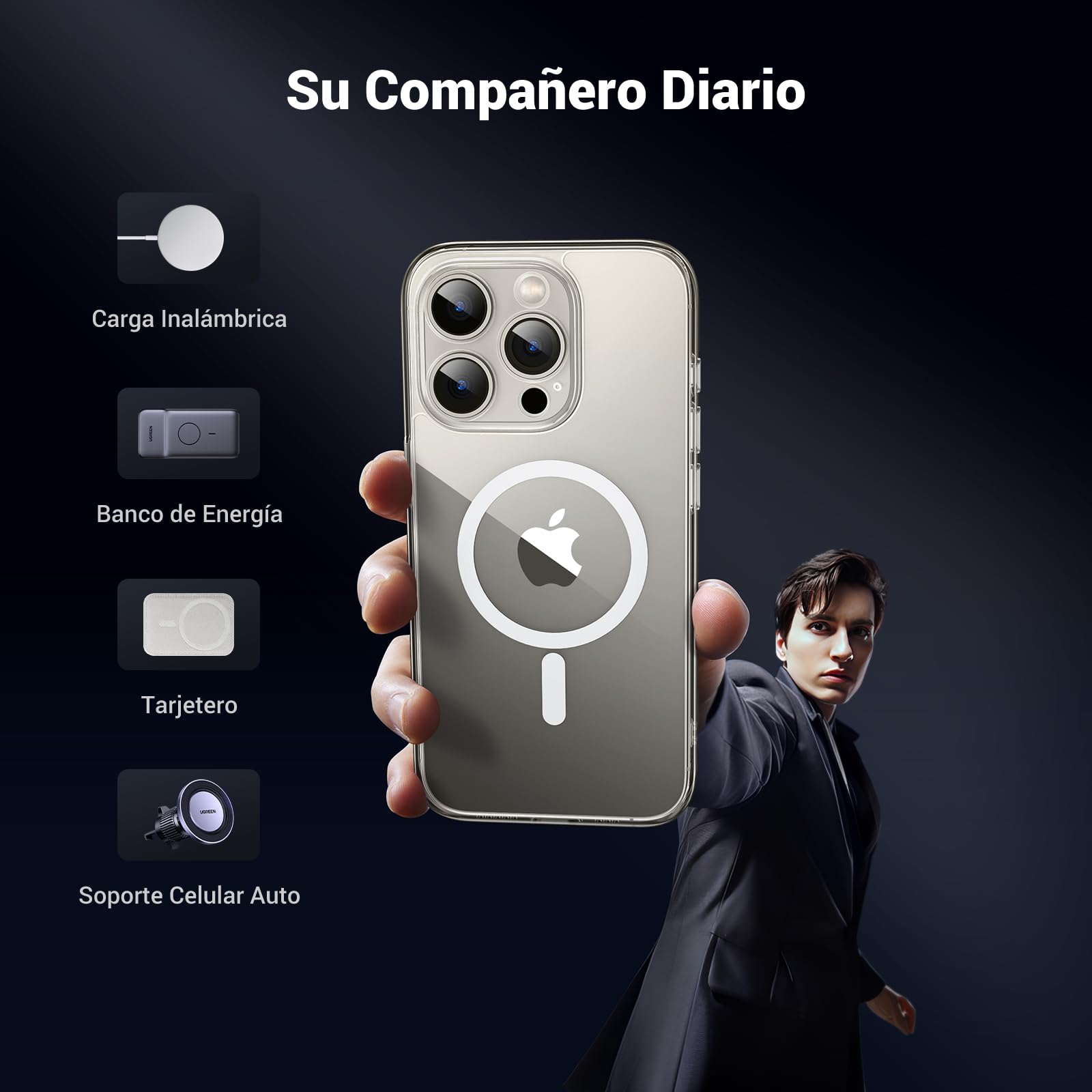 Funda para iPhone 15 Pro MAX UGREEN Transparente con MagSafe y Protección de Lente