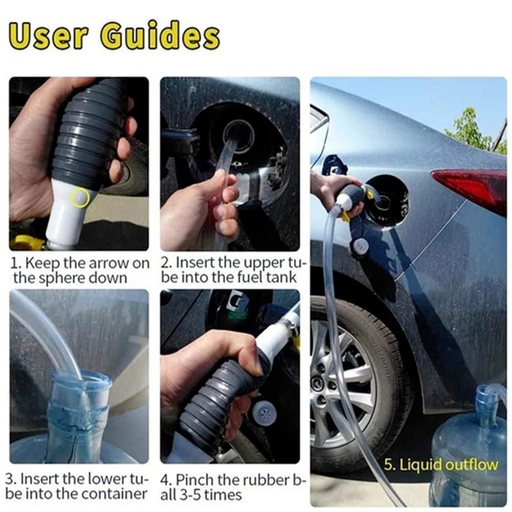 Bomba de Succión de Líquido Multifunción, Bomba Manual de Sifón de Alto Flujo para Gasolina, Bomba de Transferencia de Manual Portátil para Automóvil con Manguera de