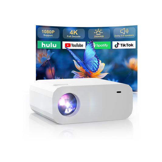 Proyector Portátil Inteligente Android 13 Blanco con WiFi y Bluetooth 150"
