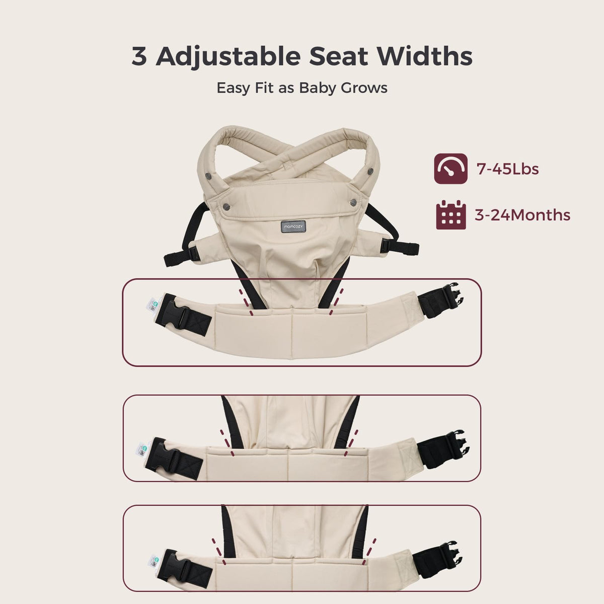 Momcozy - Portabebés para recién nacidos a niños pequeños de 3 a 20 kg, ergonómico, acogedor y ligero, fácil de poner, ideal para que los padres tengan manos libres, soporte lumbar mejorado - Caqui