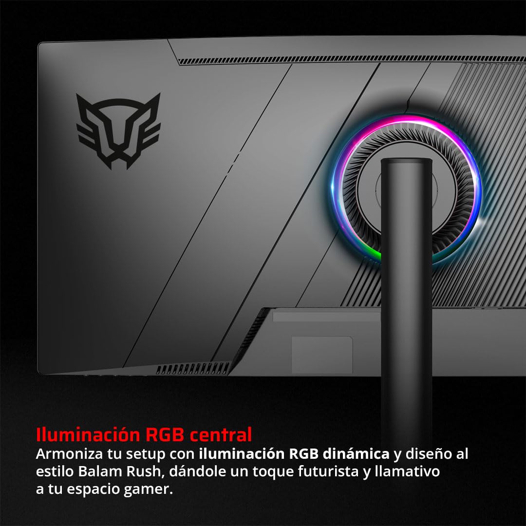 Balam Rush Monitor Gamer Curvo 34" 165hz / Extreme Earth Plus MGM34P / UWQHD R1500 / 1ms / Pip+PBP/F-Sync/G-Sync/Flicker -Free/HDR/Altura Ajustable / 2xHDMI 2.1 + 2xDP 1.4 + 3.5 mm/RGB/VESA 75mm