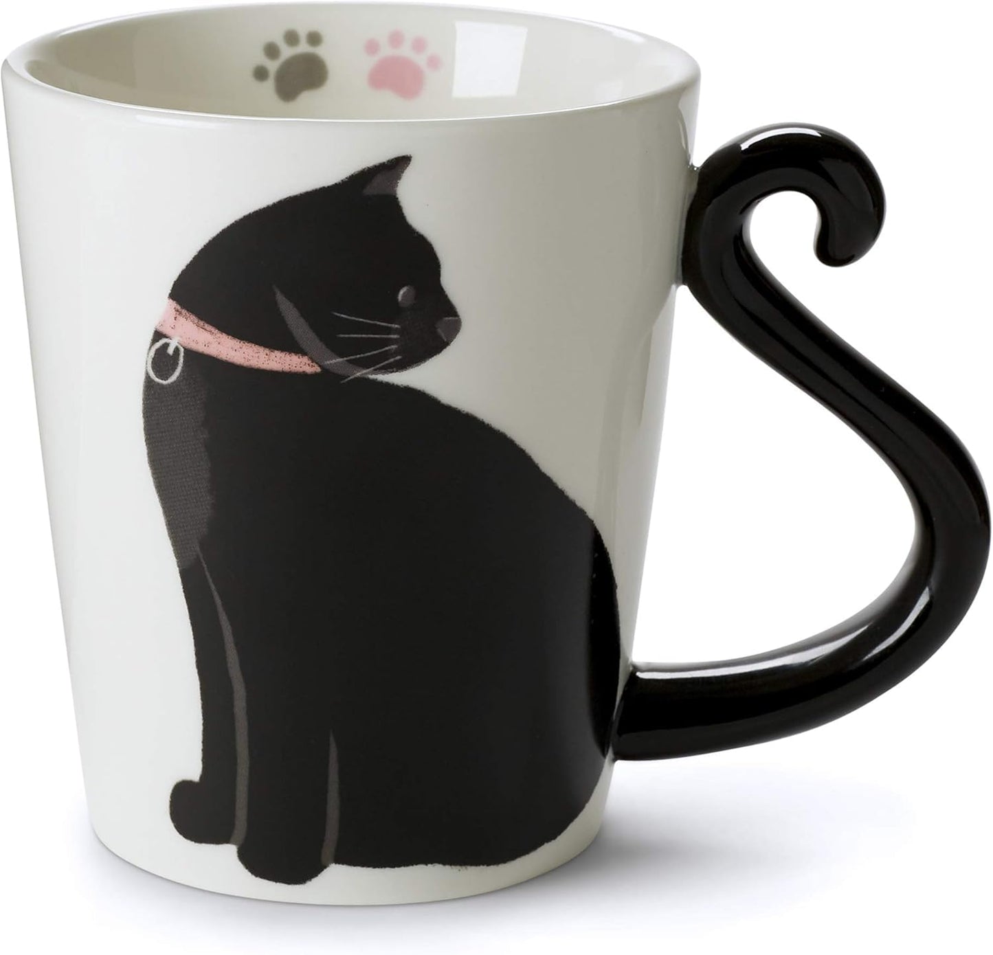 Tazas de Cerámica Animal con Diseño Impreso a Mano Gato Blanca