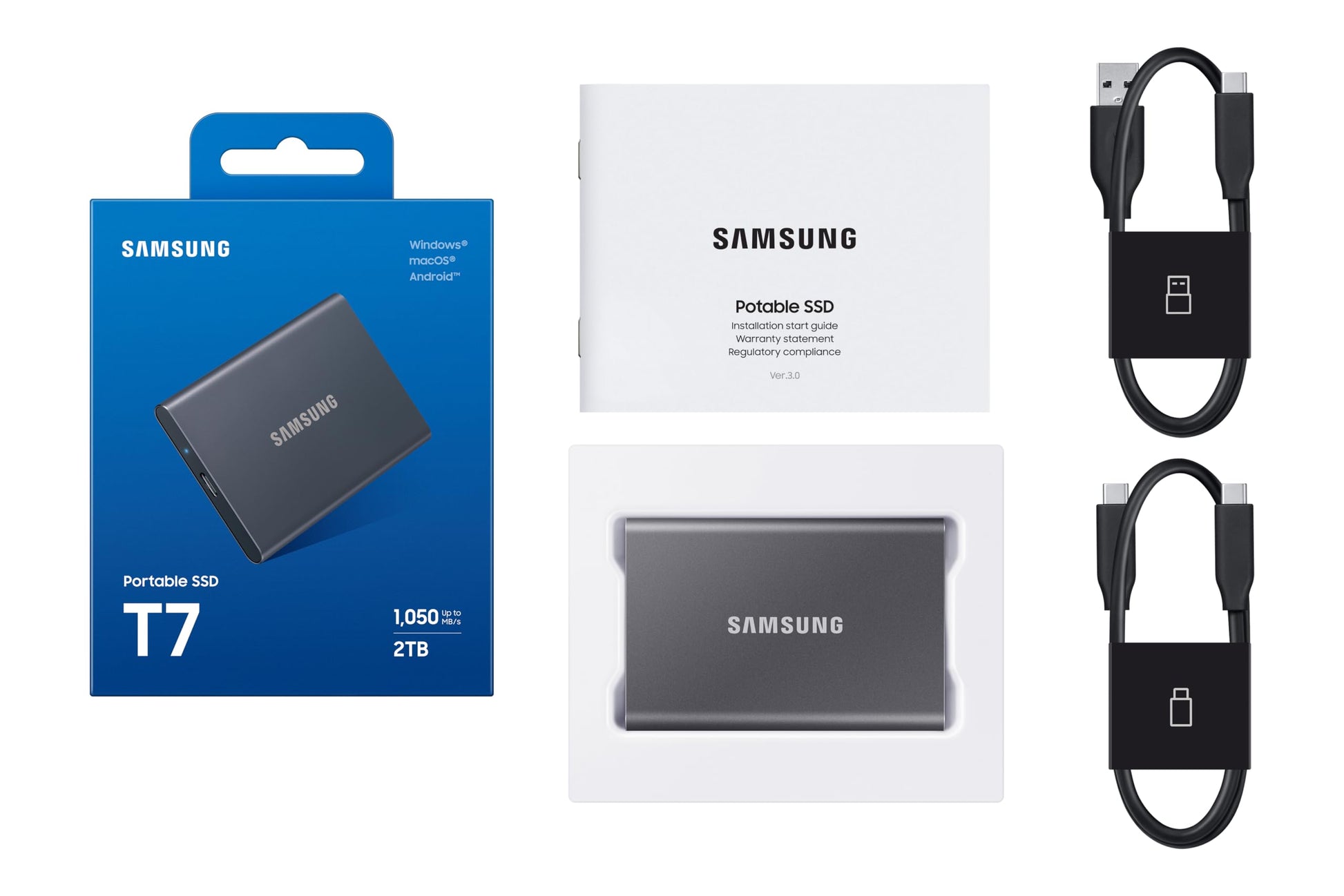 Unidad SSD Portátil Samsung Azul 1 TB USB 3.2 Hasta 1050 MB/s