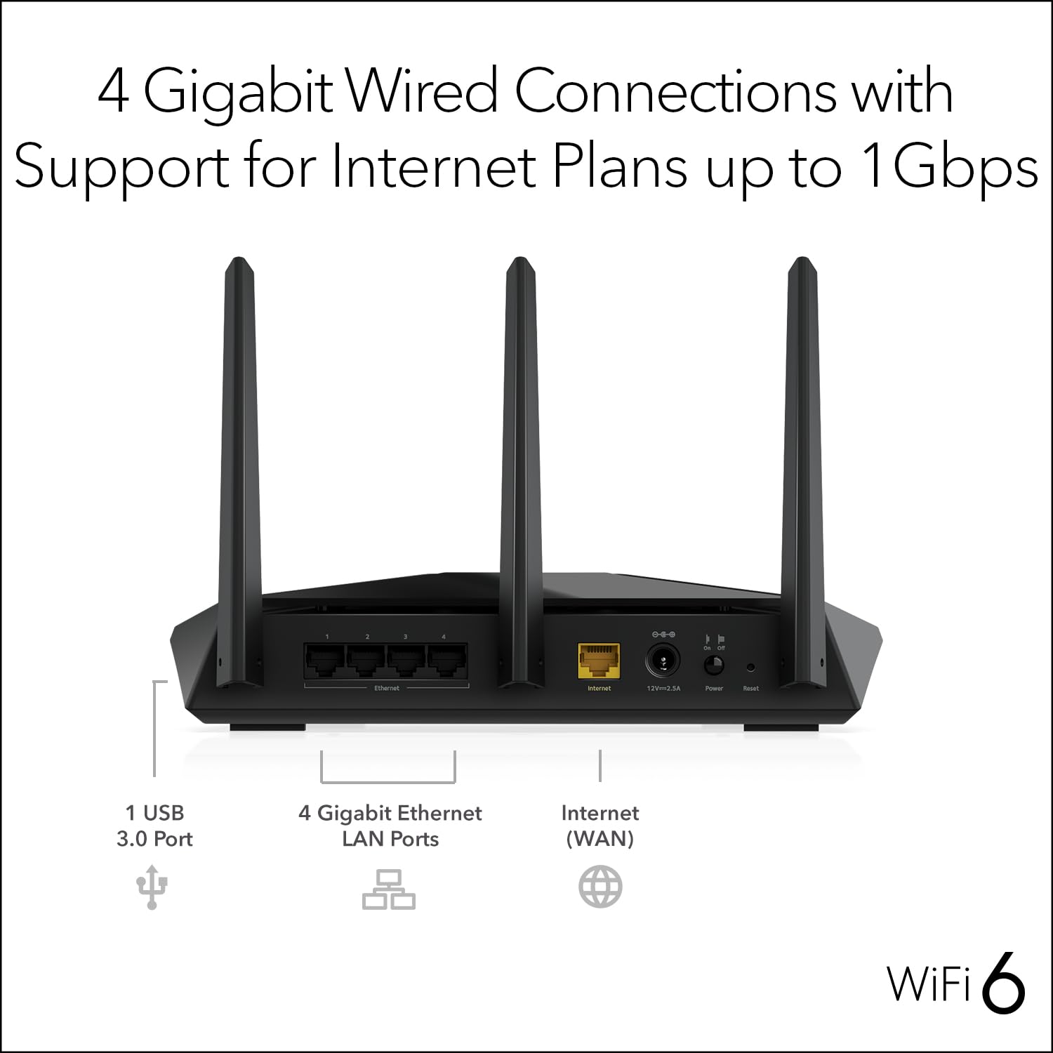 NETGEAR Nighthawk Router WiFi 6 (RAX30) Router Gigabit de Doble Banda de 5 fluyos, Velocidad inalámbrica AX2400 (hasta 2.4 Gbps), Cobertura de hasta 2.000 pies Cuadrados y 20 Dispositivos