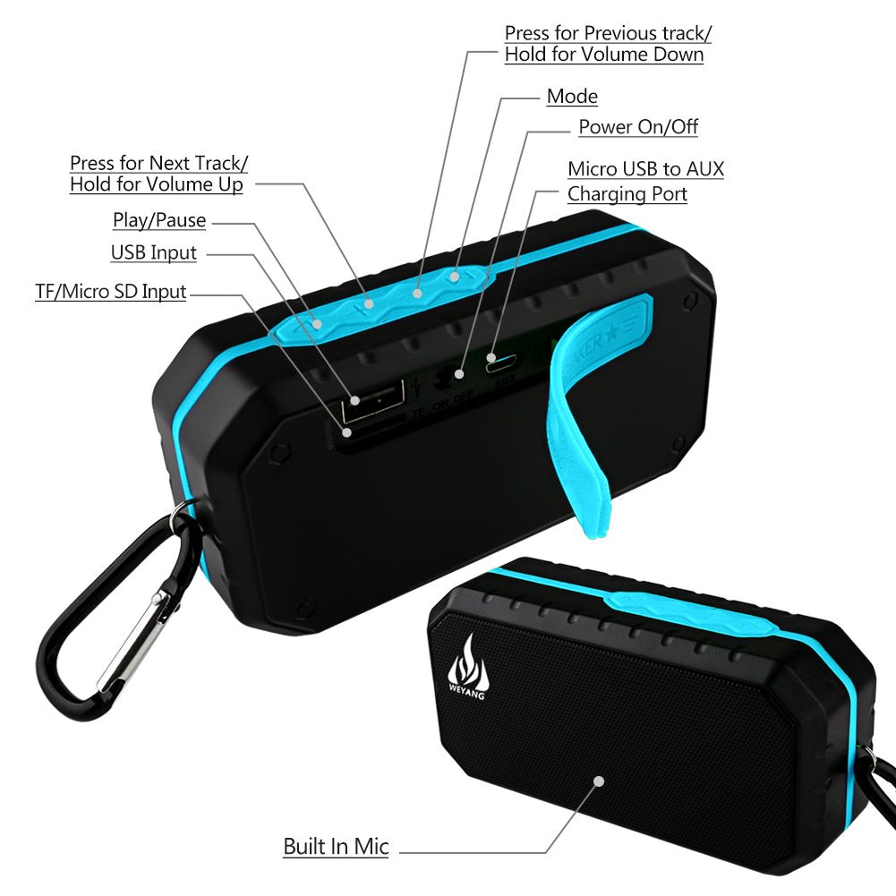 Altavoces Bluetooth Inalámbricos IPX5 a Prueba de Agua con Graves Mejorados para Exteriores Azul