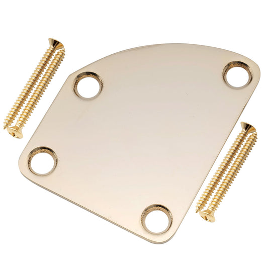 Musiclily Pro Placa Mástil Curvada de Acero Neck Plate para Guitarra Eléctrica Strat Tele o Bajo, Dorado