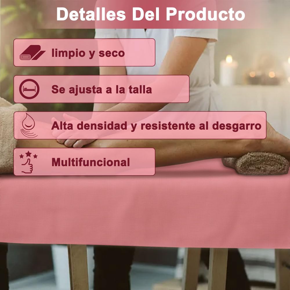 Sábanas para Camilla de Masaje SPA No Tejidas Rosa 50 Piezas para Belleza y Viajes