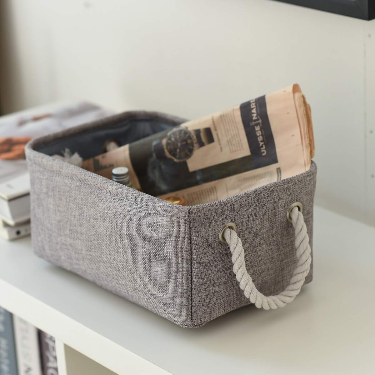 TheWarmHome Cestas de Almacenamiento Grandes, Paquete de 2 Cubos de Almacenamiento de Tela Gris para Mesa de Cambio Guardería Sala de Estar Cuarto de Niños Sala de Juegos Juguetes, Cestas de