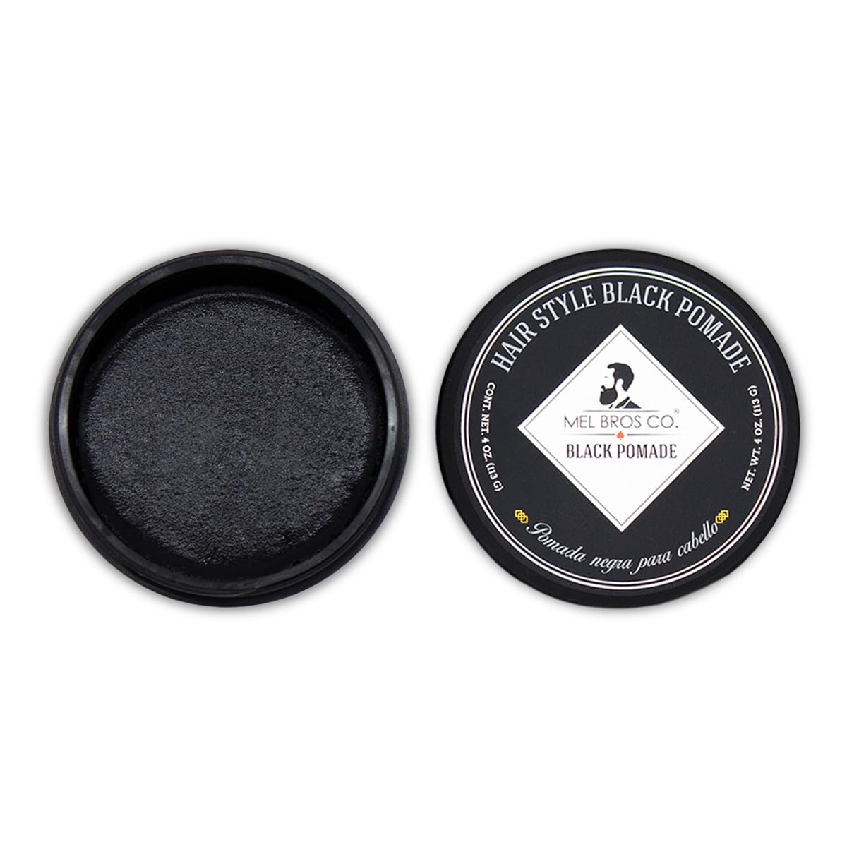 MEL BROS CO. - Hair Style Black - Pomada negra para estilizar, oscurecer y matizar cabello con canas. Extra Fijación 4 oz.
