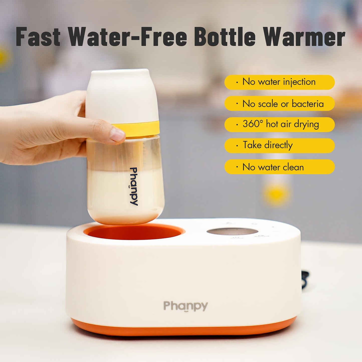 Phanpy Calentador de biberones sin agua, multifunción, 12 en 1, calentador de biberones rápido para leche materna, calentador de biberones para viajes, calentador de leche para bebé con función de