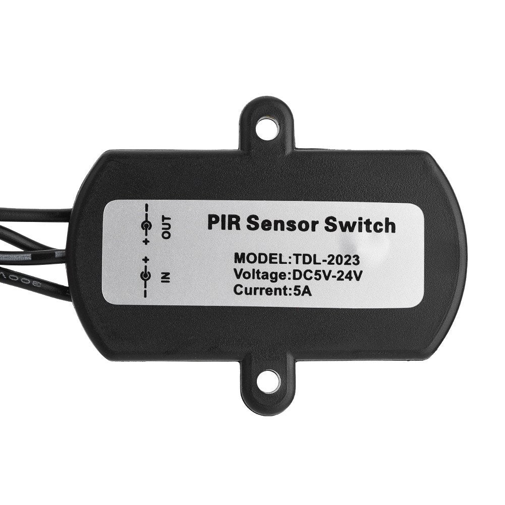 Interruptor Diyeeni 120 Grados 2-360 Segundos Rango de Retardo Ajustable,5A DC 5-24V Mini PIR Sensor Infrarrojo,Sensor de Movimiento Detector,LED Tira Interruptor Automático (negro)