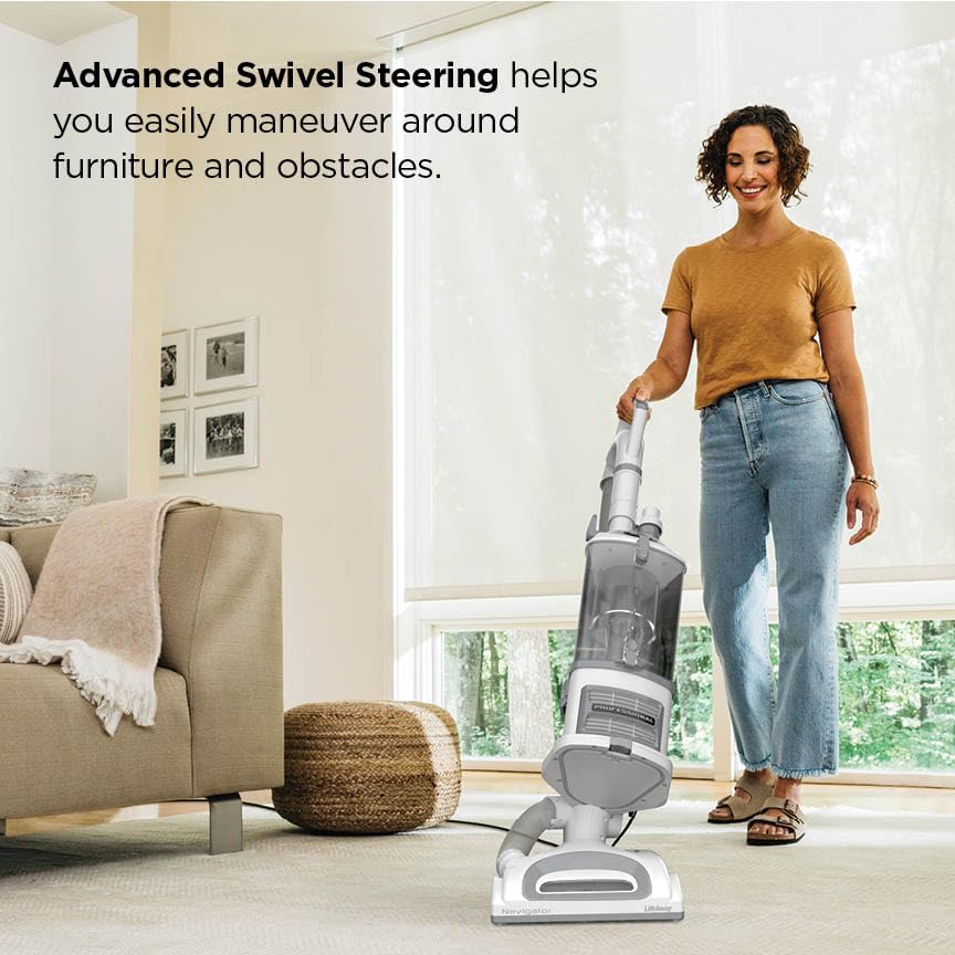 Shark NV356E S2 Navigator Lift-Away Aspiradora vertical profesional con cepillo para mascotas y herramienta para hendiduras, color blanco/plateado