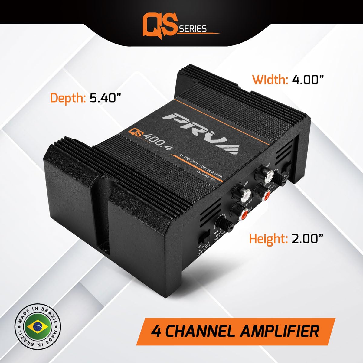 Amplificador de Audio Compacto PRV Audio QS400.4 Negro 4 Canales para Coche