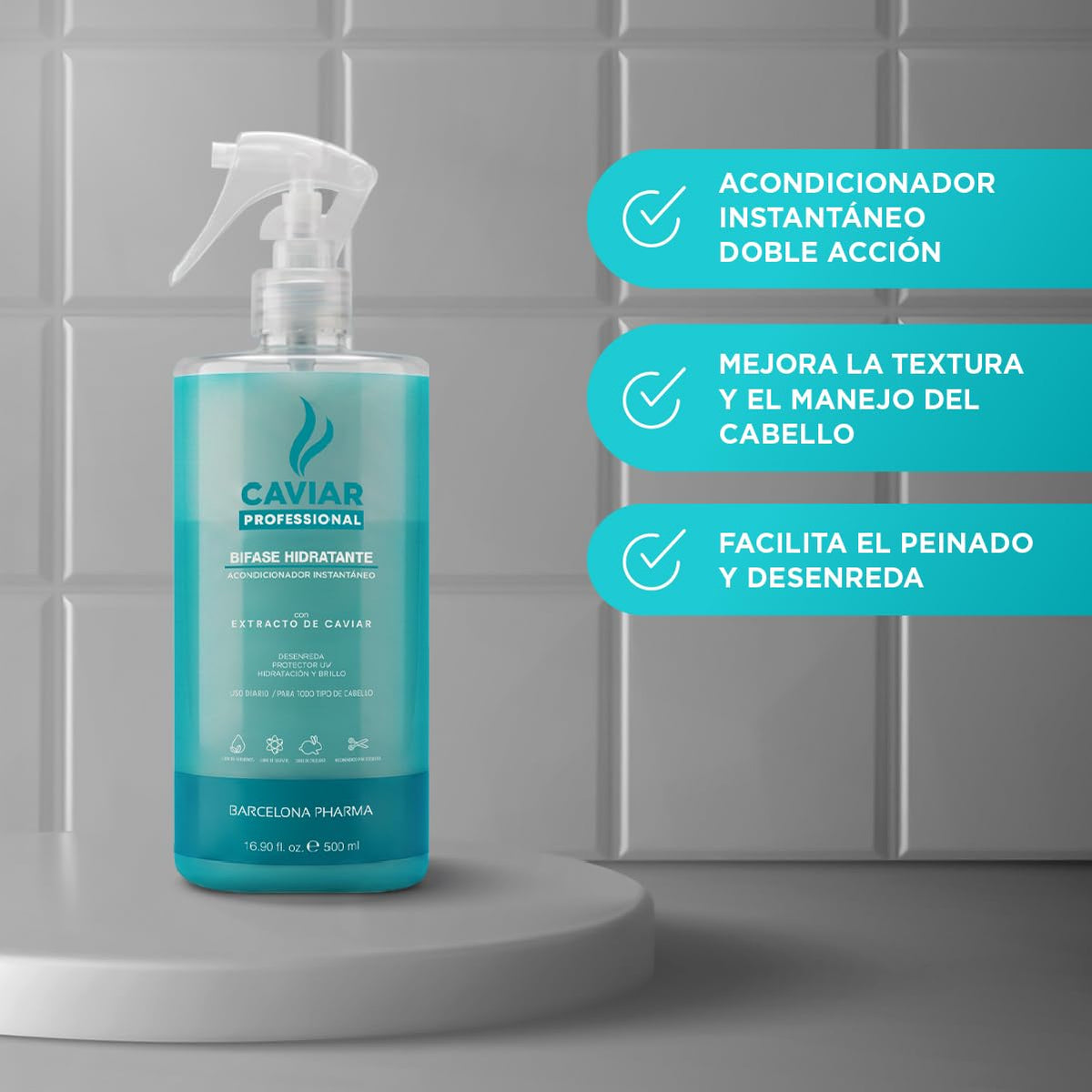 Caviar Professional | Trio Bifase Acondicionador instantáneo para cabello | Hidrata y desenreda | Sin sulfatos y parabenos | Extracto de caviar