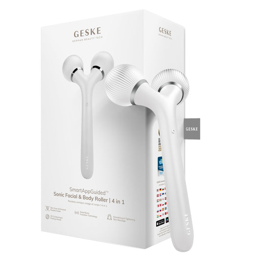 Rodillo Facial y Corporal Sónico GESKE SmartAppGuided 4 en 1 Reafirmante y Definidor Profesional
