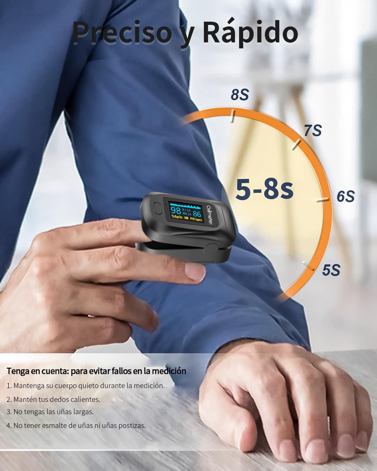 Blackultra Pulsioxímetro de Dedo, Oxímetro de Pulso, Medidor de Oxígeno SpO2 y Monitor de Frecuencia Cardíaca, Oxímetro de Pulso Portátil para Dedo, Baterías No Incluidas (Estuche de Almacenamiento)
