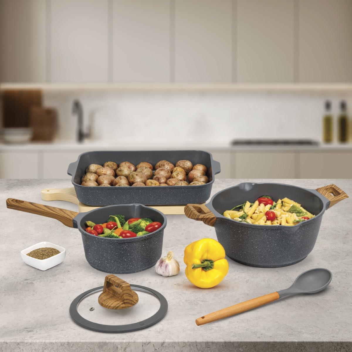 Batería De Cocina Sofia Ceramic con Utensilios de Cocina 12 Piezas