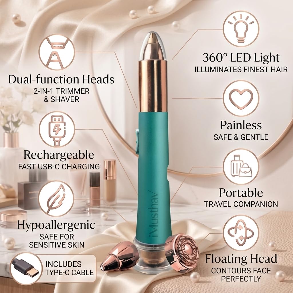 Depiladora Eléctrica Indolora para Mujer, Elimina Vello de Cejas y Facial
