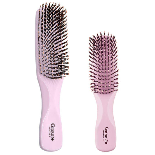 Giorgio GIO1-2P Pink Set of 2 Gentle Touch Detangler Hair Brush for Men Women and Kids. Soft Bristles for Sensitive Scalp. Wet and Dry for all Hair Types. Scalp Massager Brush Stimulate Hair Growth