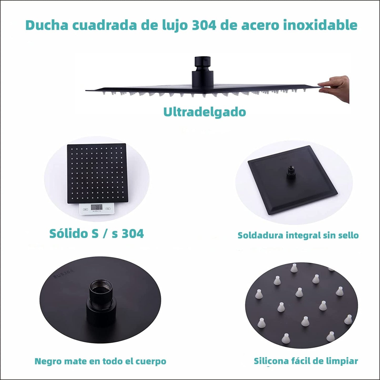 KUNEM Grifos Ducha Empotrados Set - Dos funciones Grifos regaderas para baño, Cabezal Ducha de Lluvia de Alta Presión Cuadrada de 10 Pulgadas y Rociador Ducha de mano, Incluida Válvula Empotrada Kit.