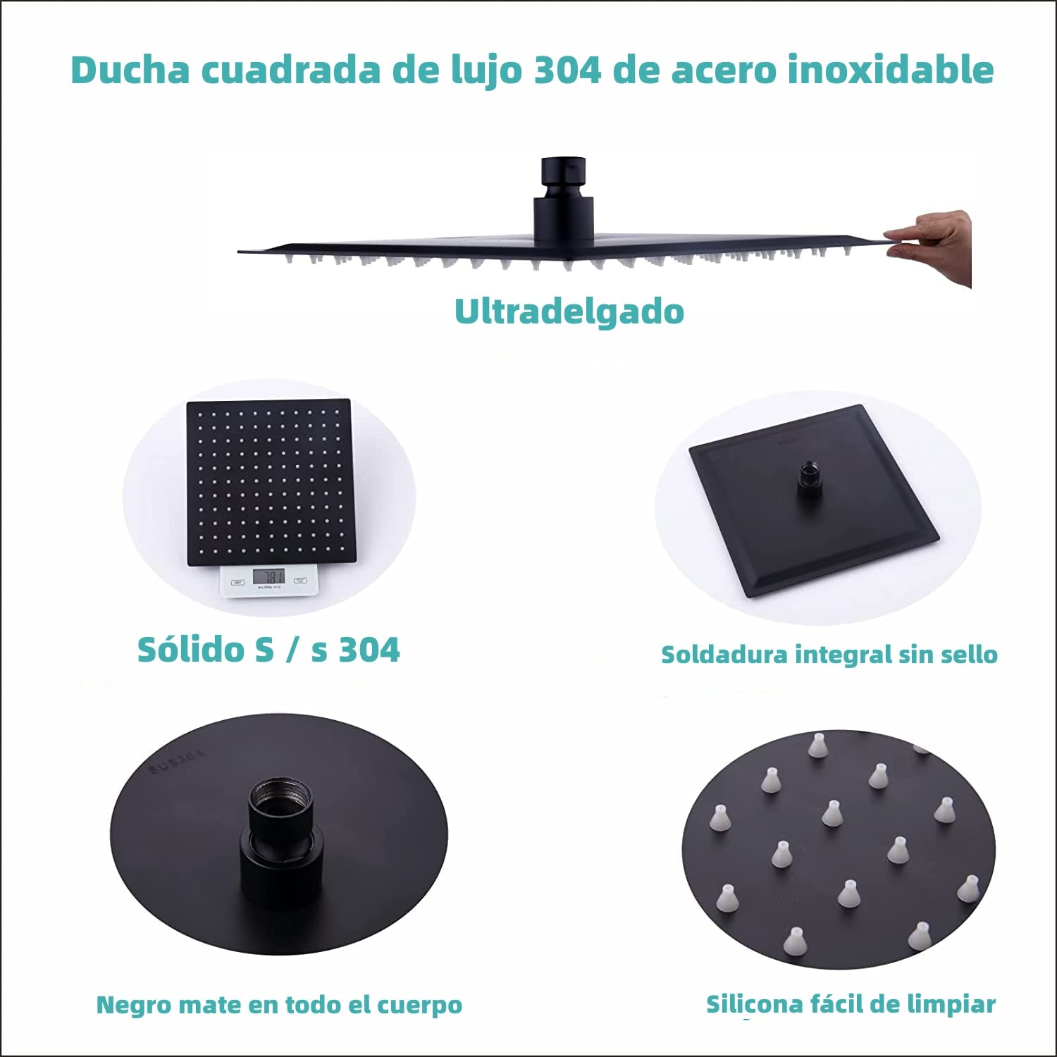 KUNEM Grifos Ducha Empotrados Set - Dos funciones Grifos regaderas para baño, Cabezal Ducha de Lluvia de Alta Presión Cuadrada de 10 Pulgadas y Rociador Ducha de mano, Incluida Válvula Empotrada Kit.