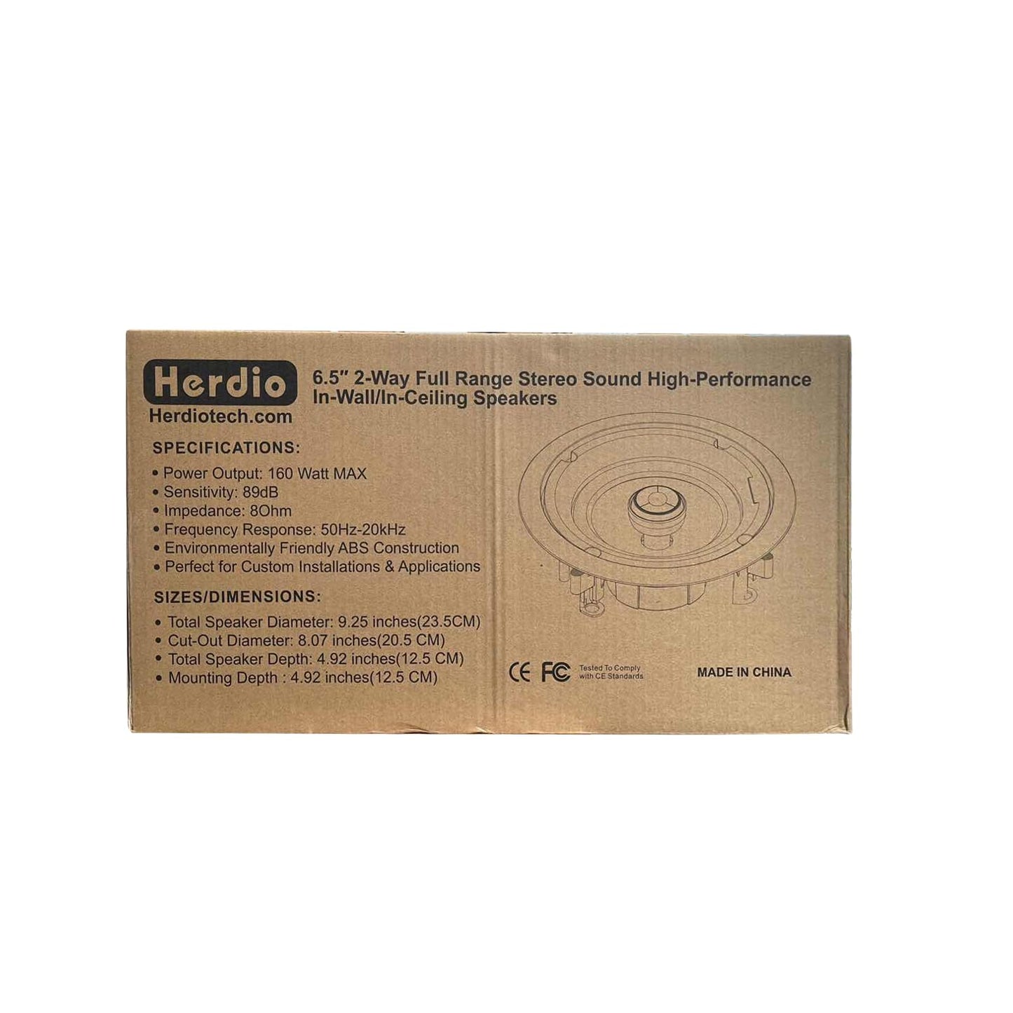 Herdio - Altavoces de techo de 6.5 pulgadas, 640 W, montaje empotrado de 2 vías, pasivos para oficina, cocina, sala de estar, baño (4 altavoces)
