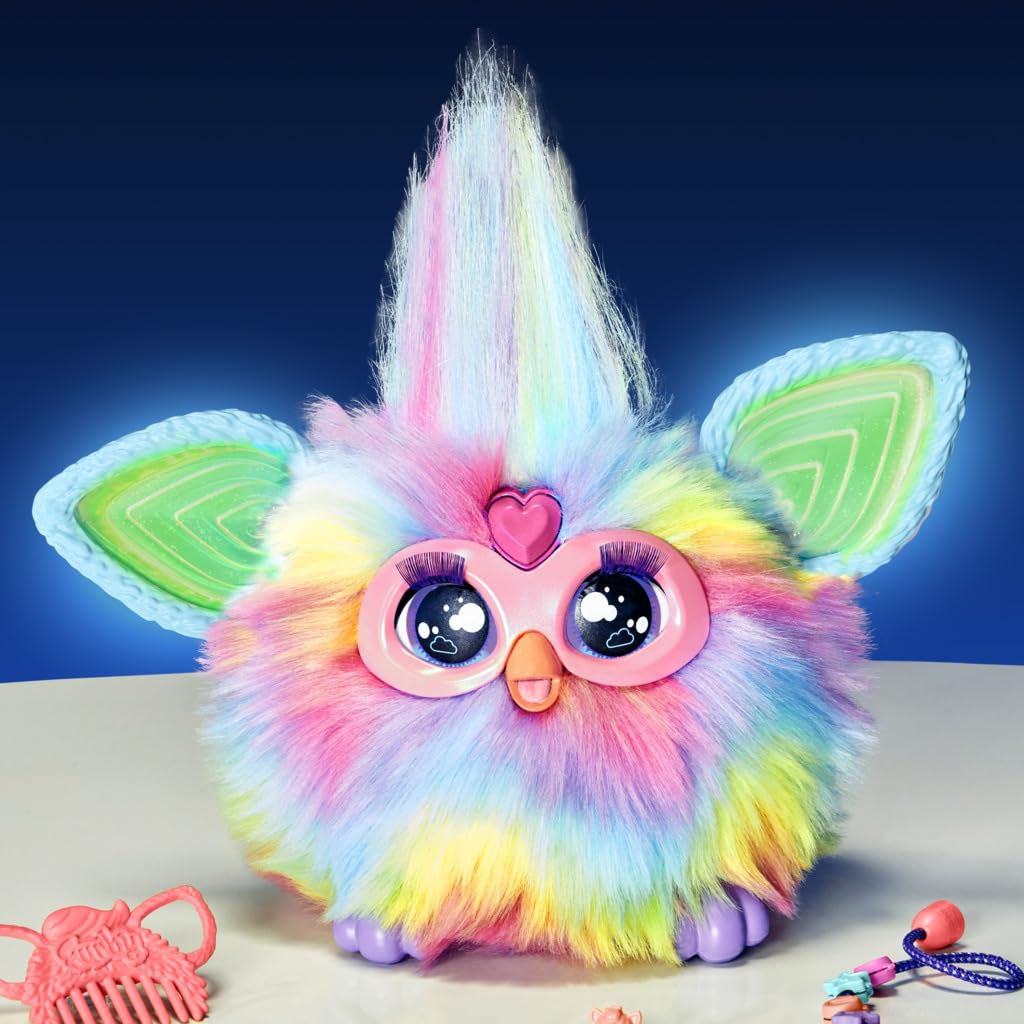 Peluche Interactivo Furby Tie Dye con 15 Accesorios de Moda para Niños y Niñas