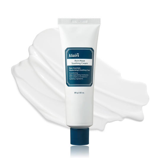 DearKlairs Rich Moist Soothing Cream 80ml, Hypoallergenic, Centella Asiatica, Ceremide, Moisturizer, full hydration, Protective layer with Beta Glucan, Non-sticky texture, K-beauty