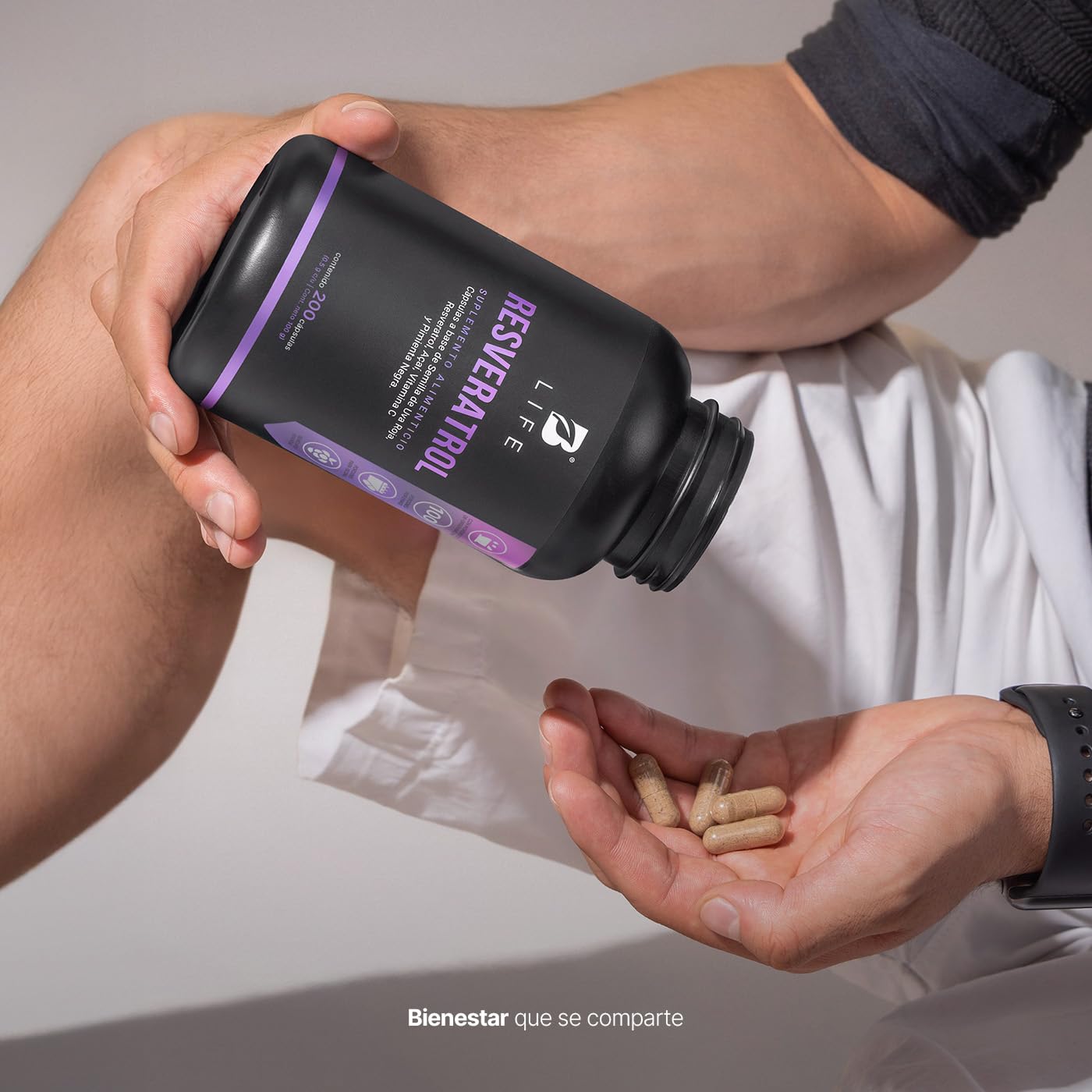 B Life Resveratrol 200 Cápsulas | Antioxidante de 1000 mg por porción | Pimienta negra, Uva Roja, Acai y Vitamina C. Ingredientes Naturales.