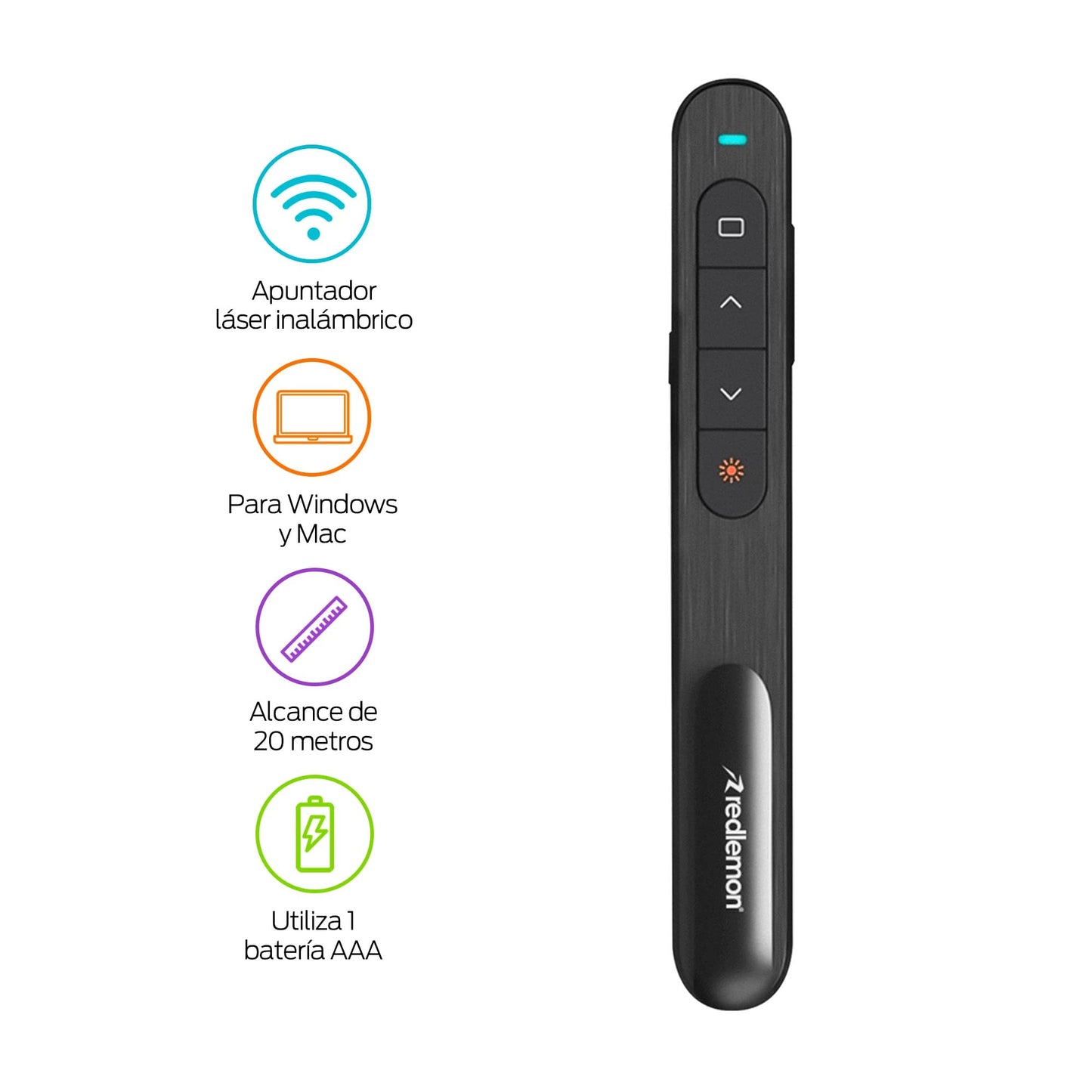 Presentador para Diapositivas Redlemon Inalámbrico USB Plug and Play Compatible con Windows y Mac