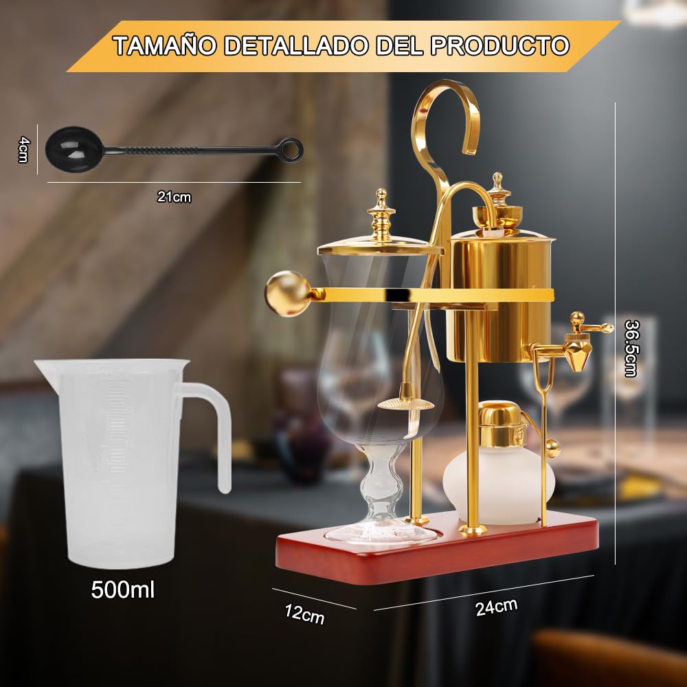 Gopnaty Sifón de Lujo para Café y té Belga, Sifón de Equilibrio Familiar Belga, Cafetera de Sifón con Manual de Lujo, Cafetera de Sifón Belga, Juego de Cafetera de Sifón Belga