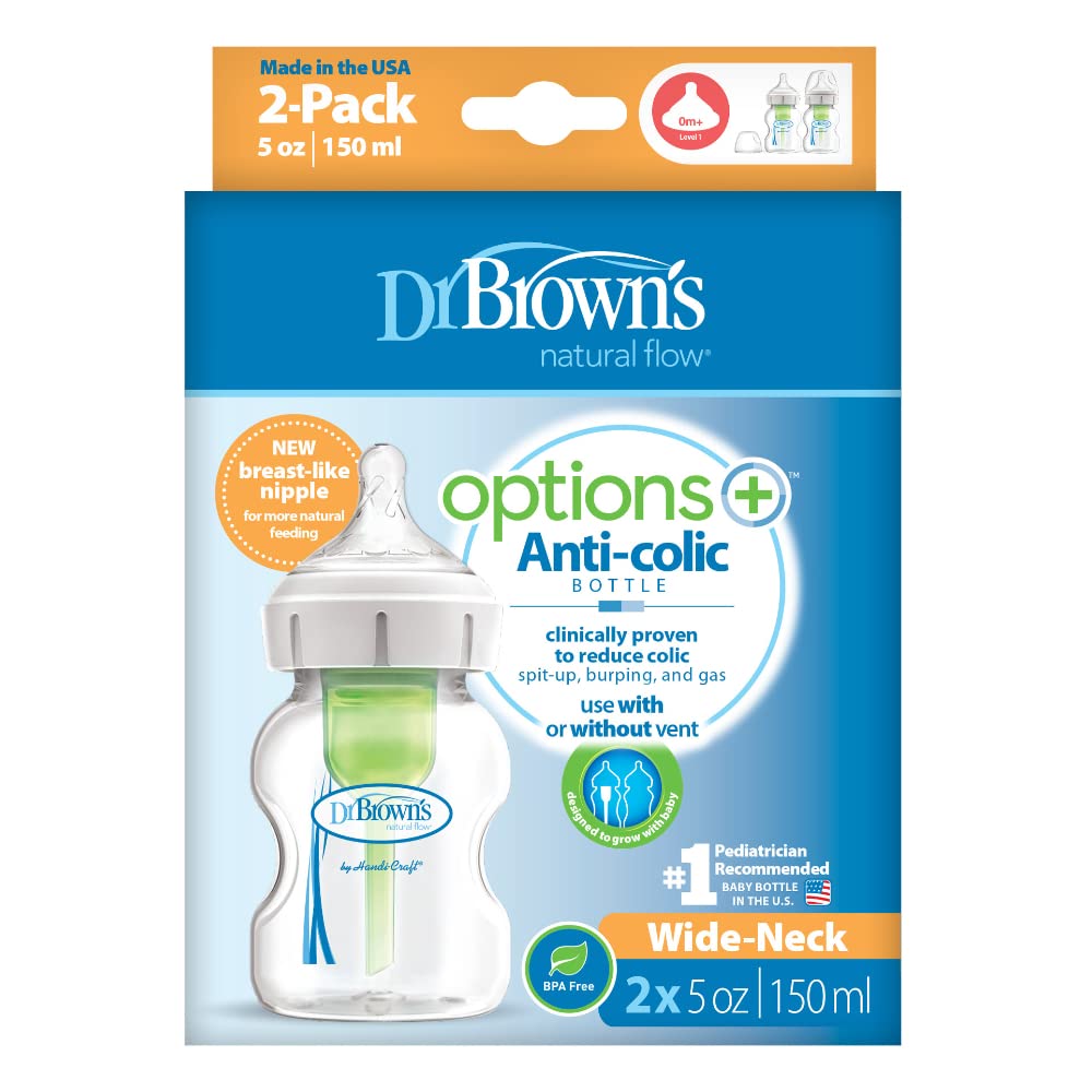 Biberón Dr. Brown's Cuello Ancho 5 oz Options+ Paquete Doble