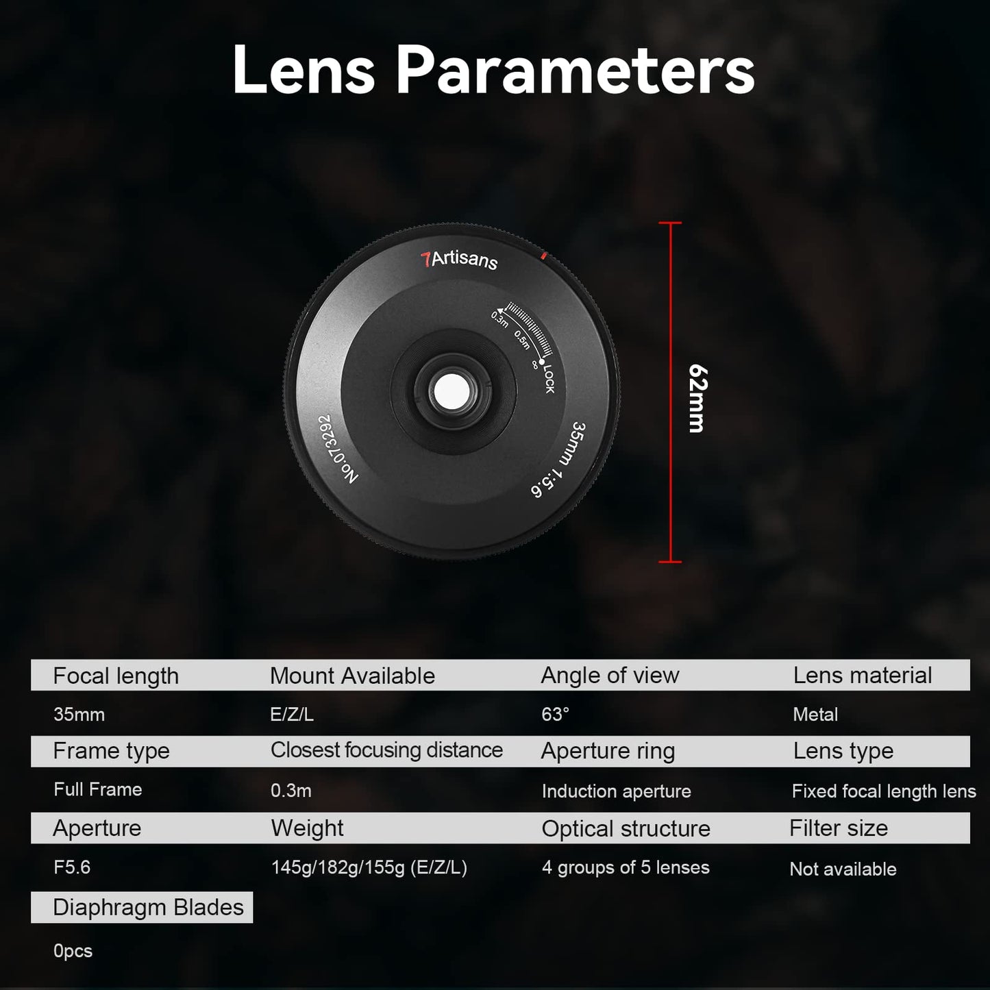 Lente Ultrafina 7artisans 35 mm f5.6 para Cámara Sony Mirrorless A6000 A6300 A6400