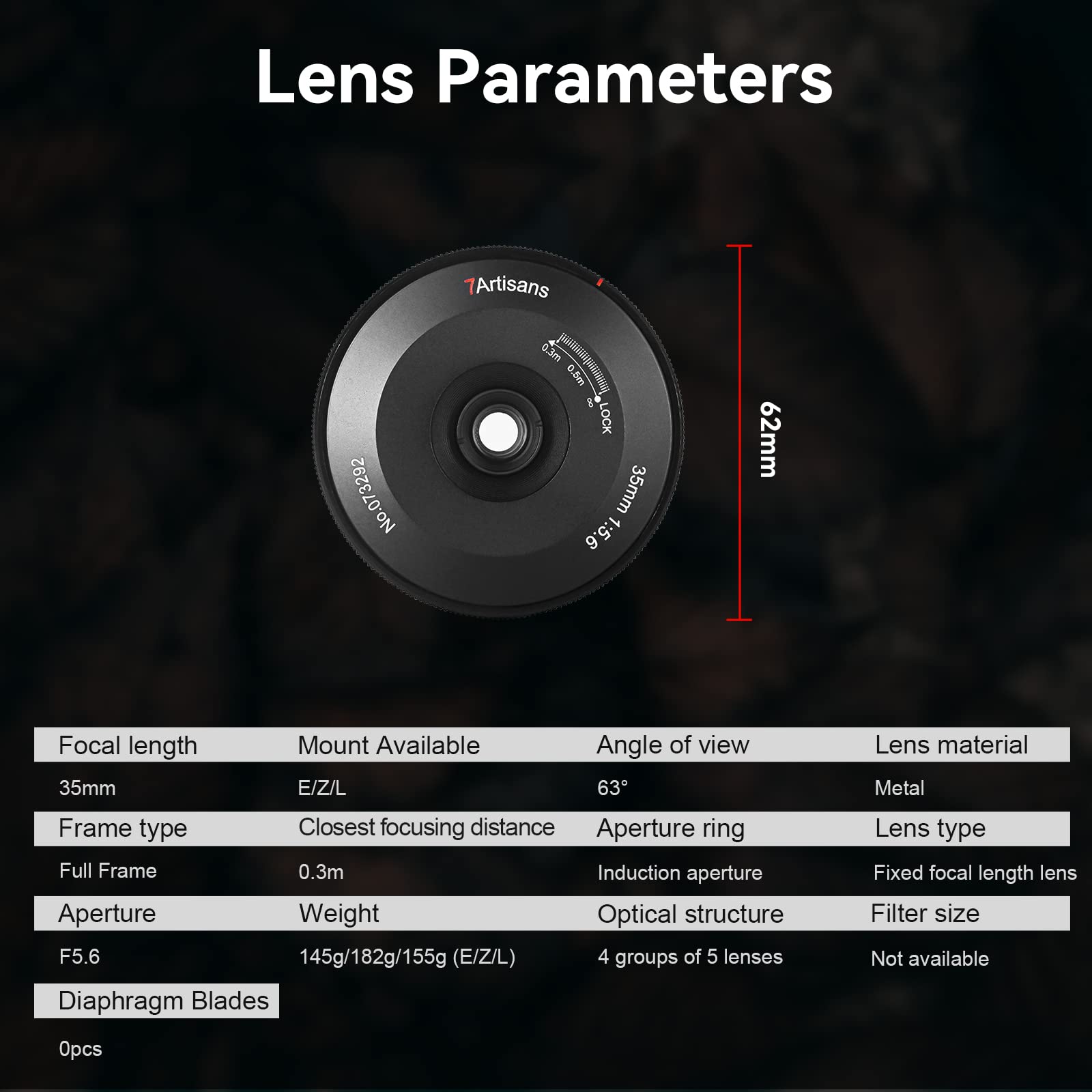 Lente Ultrafina 7artisans 35 mm f5.6 para Cámara Sony Mirrorless A6000 A6300 A6400
