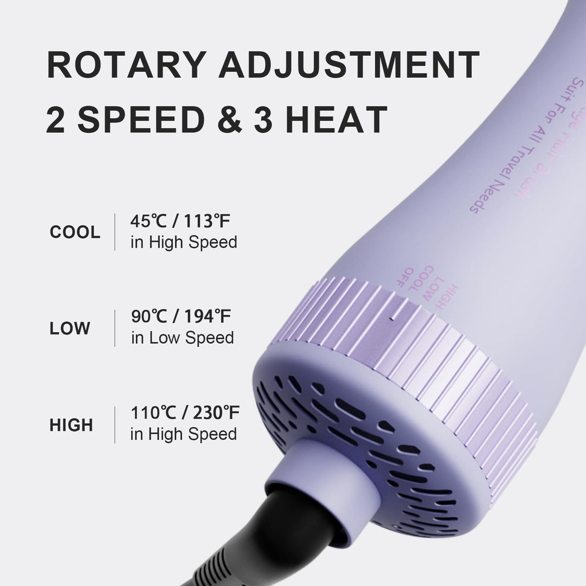 Secador de Pelo con Cepillo de Aire Caliente Doble Voltaje 2 Pulgadas Portátil para Viaje con Enchufe EU y UK