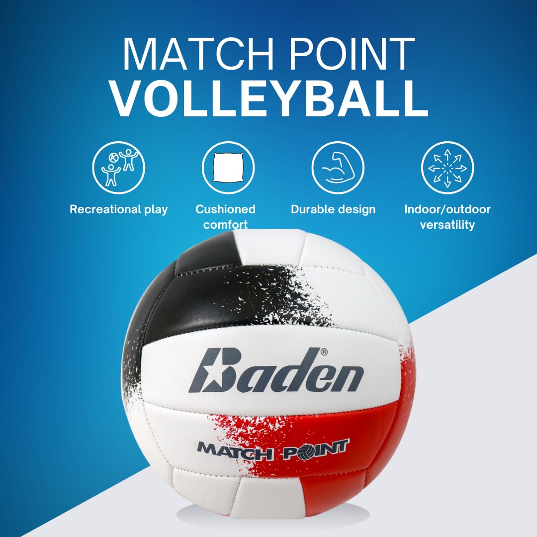 Baden MatchPoint - Balón de Voleibol, Rojo/Blanco/Negro, Talla 5