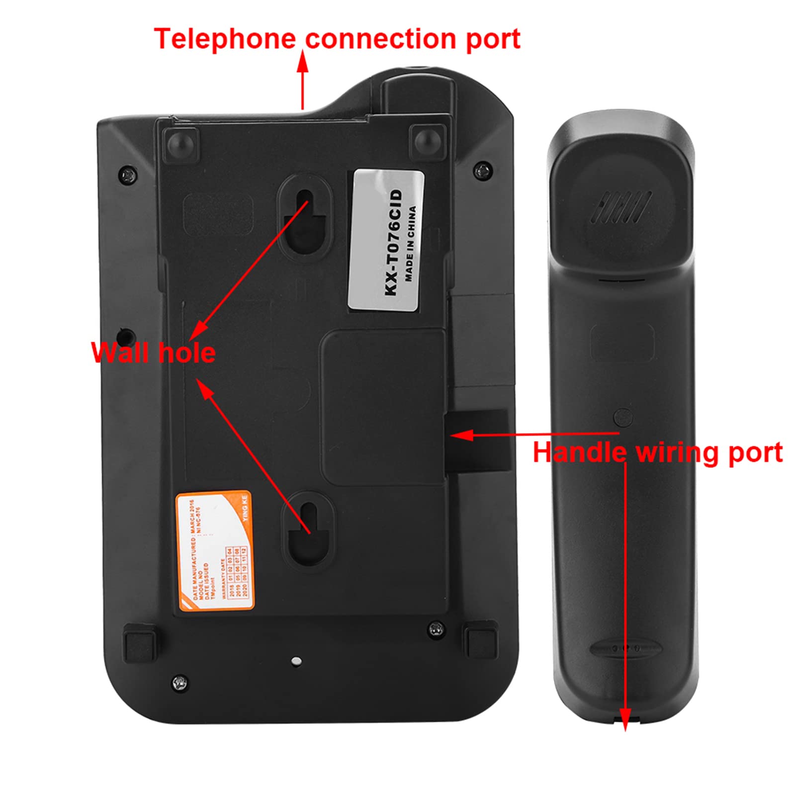 Eboxer Teléfono Fijo de Escritorio con Cable, FSK/DTMF Doble Línea, para Casa, Oficina y Hotel, Color Negro