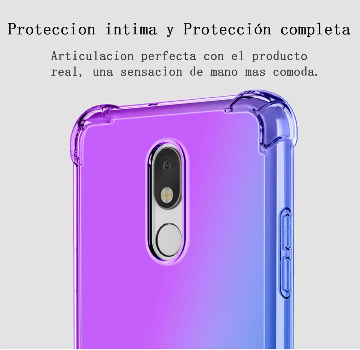 DABUNA Funda para LG Stylo 5 Case Uso Rudo,Transparente Colores Degradados Protectora de Cámara Anticaída Carcasa Bumper(Púrpura Azul)