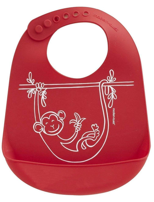 Babero modern twist Rojo con Figura de Mono para Niño