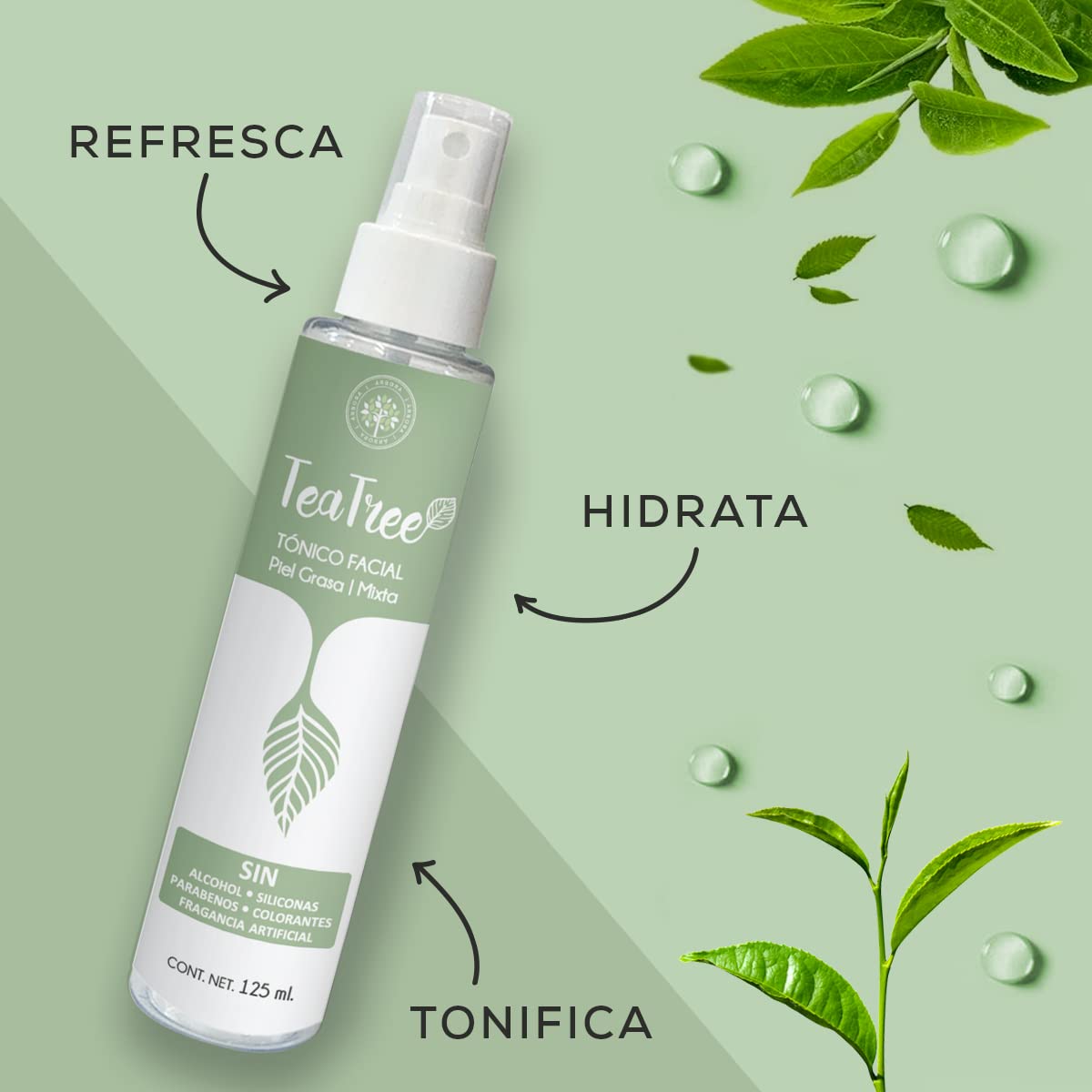 Árbora Kit Agua de Rosas Jabón y Tónico Facial Tea Tree piel grasa