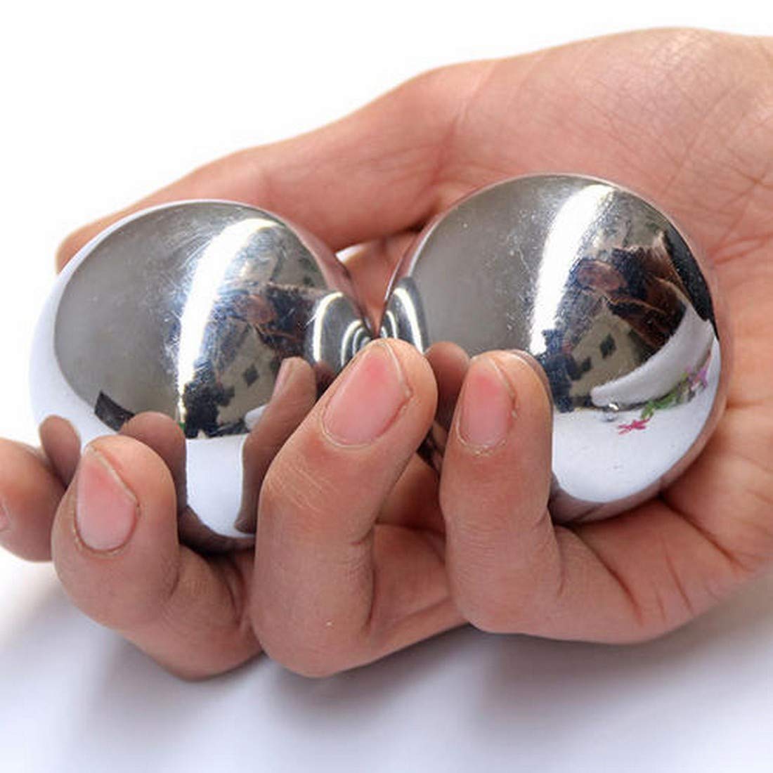 JapanBargain S-3297, bolas de Baoding para ejercicio de salud china, bolas de estrés, color cromado