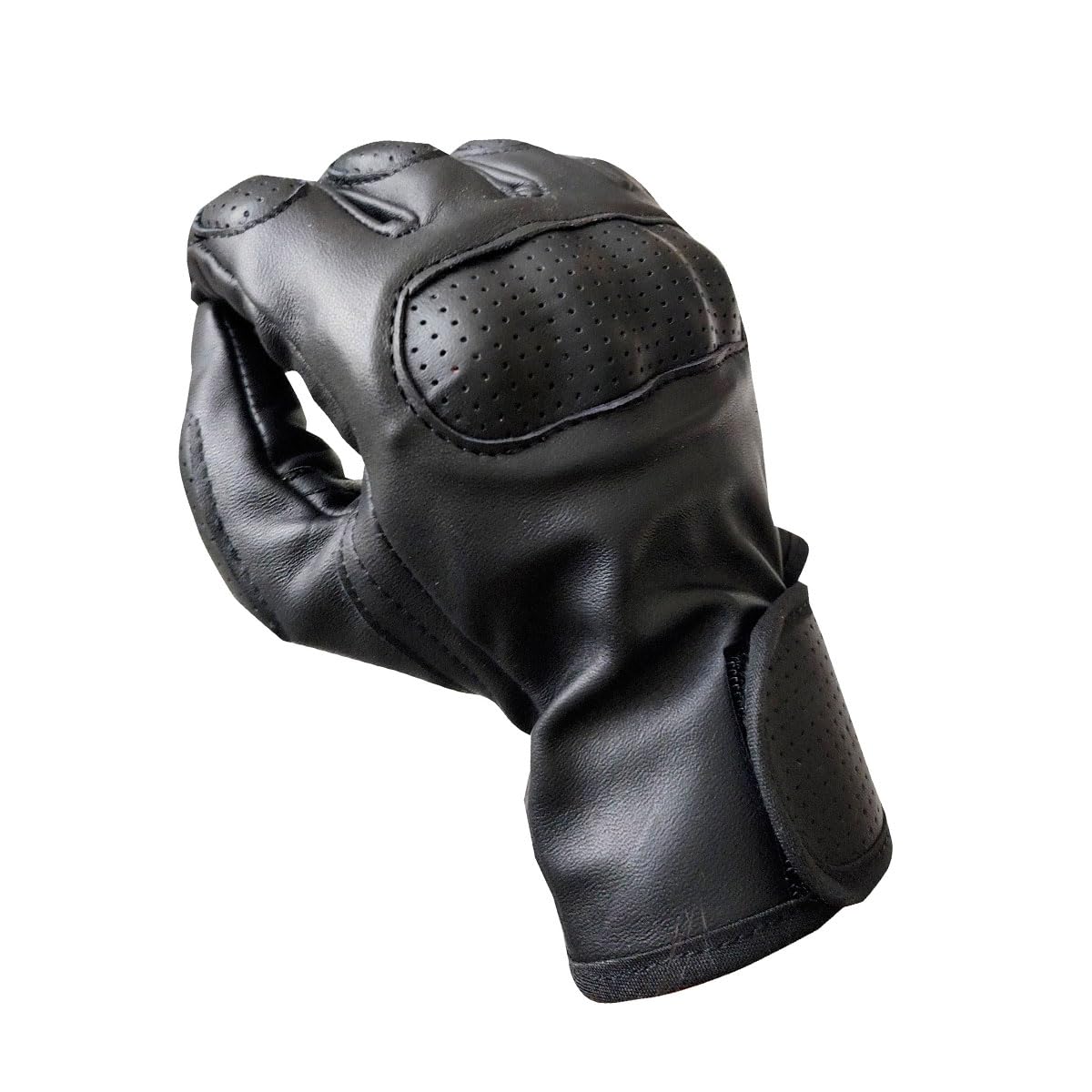 Guantes para Motociclista Hombre o Mujer de Piel con protección acojinada de Palma y rígida en Nudillos Modelo 6030 (Negro, XX-Large)