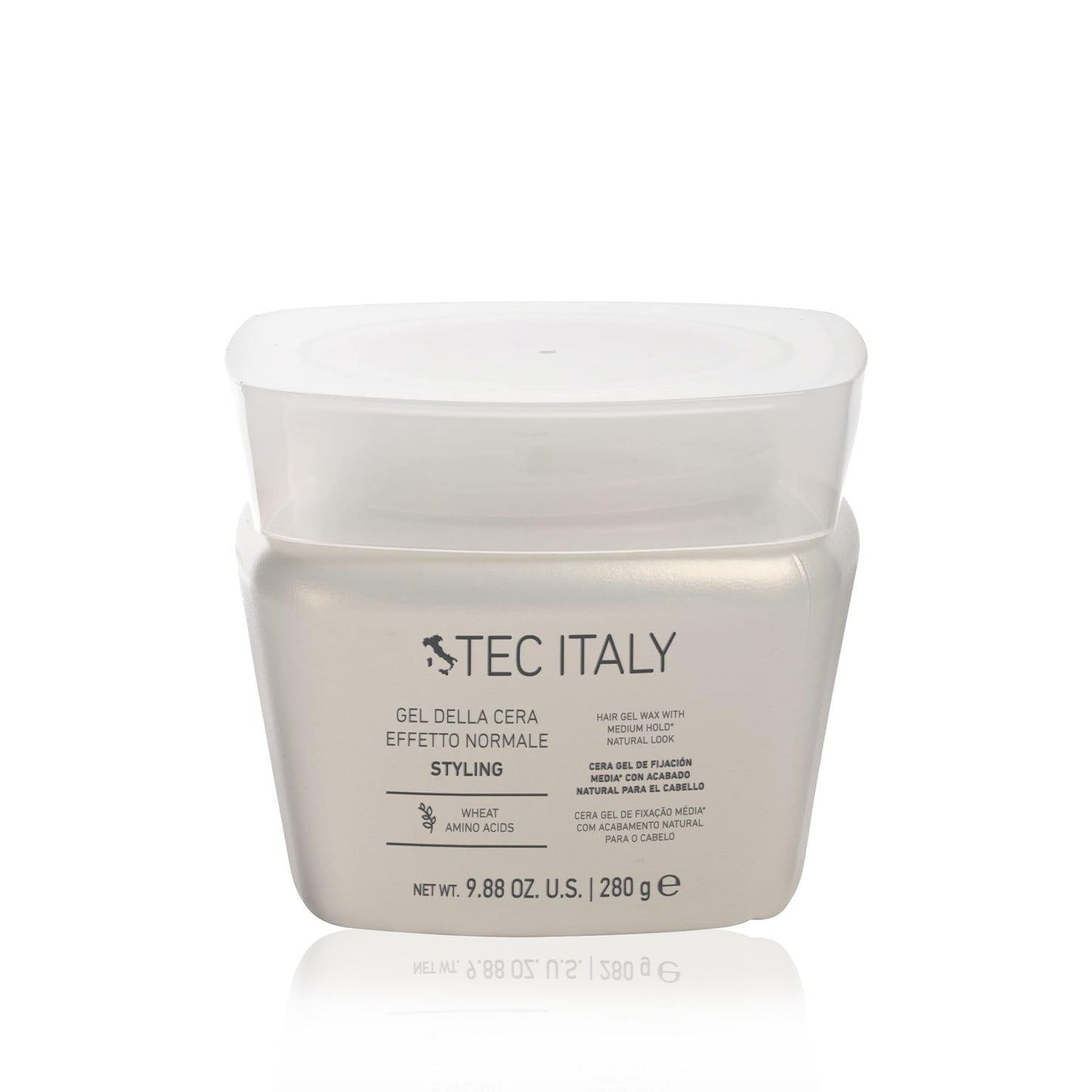 TEC ITALY - Gel Della Cera Efetto Normale 280 g, Gel de Fijación Media con Acabado Natural para el Cabello, Estiliza y Acondiciona el Cabello, para Cualquier Tipo de Cabello, con Aminoácidos