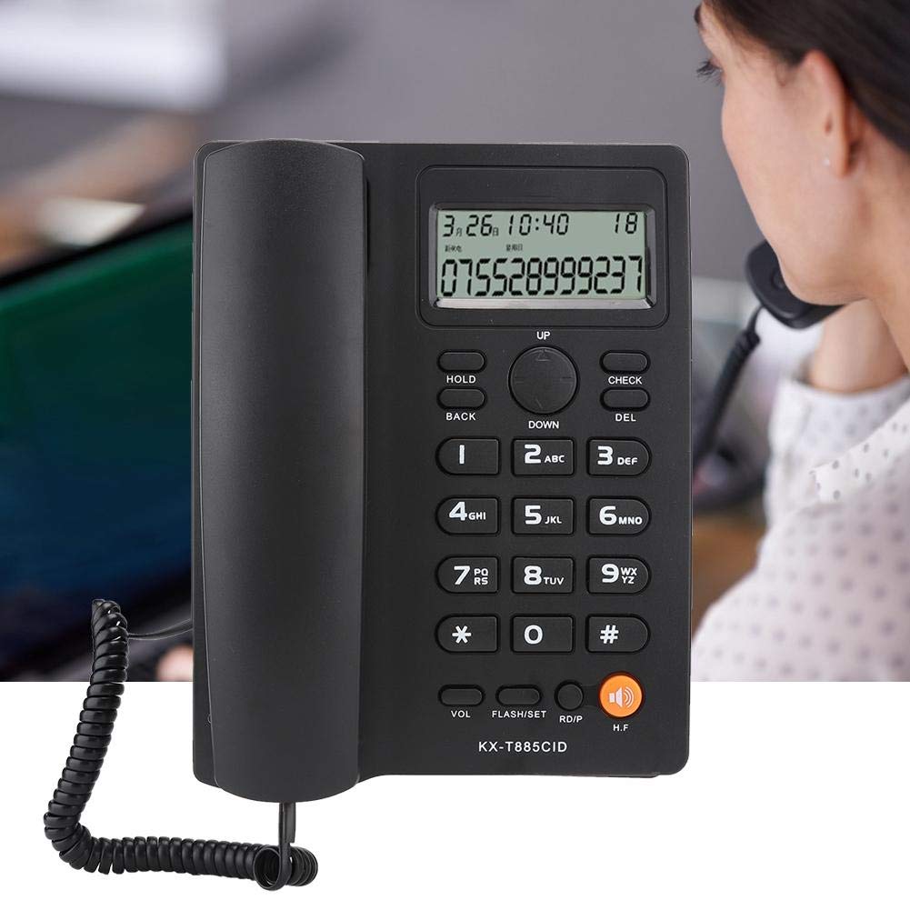 Oumij1 Teléfono del Hotel Identificador de Llamadas Teléfono Llamadas Manos Libres Oficina en el Hogar Teléfono Fijo del Hotel Inglés(Negro)