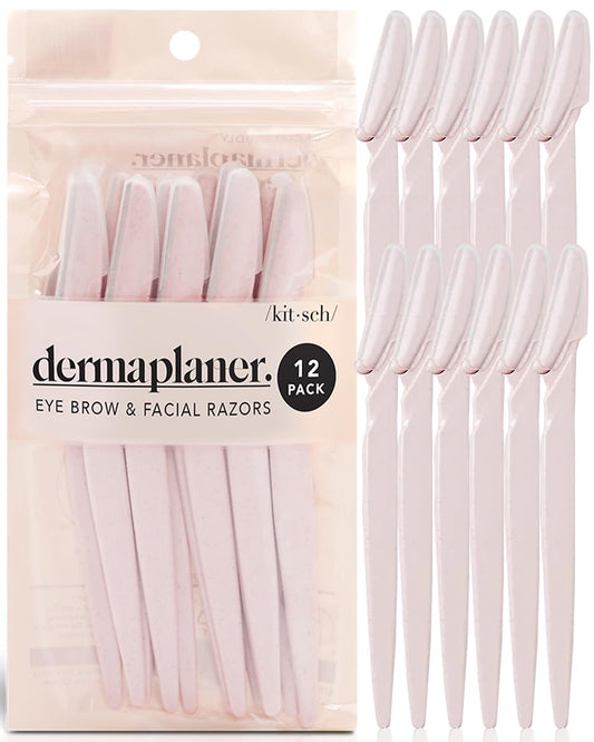Kitsch Juego de herramientas para dermaplaning – depilación facial para mujeres, vuelta a la escuela, afeitadora de pelusas de melocotón y cejas, afeitadora facial deraplane, depiladora exfoliante para mujer para piel sensible
