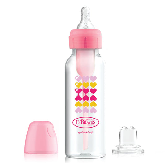 Dr. Brown's Natural Flow Options+ Kit de Transición 2 en 1 del Biberón al Vasito, Rosa (Pink), 250 ml