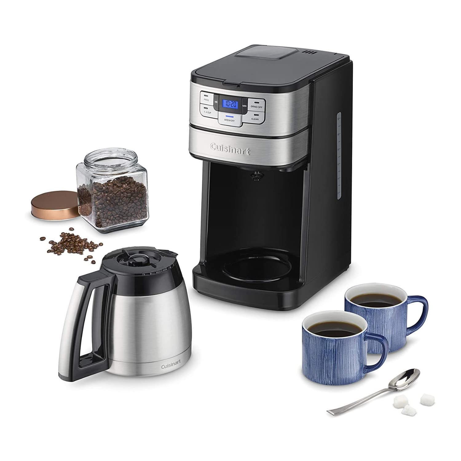 Cuisinart DGB-450NAS - Cafetera de 10 tazas con amoladora, molienda y preparación automática, color negro y plateado