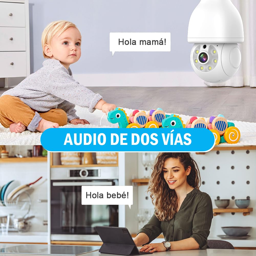 Foco de Seguridad EASYTAO Blanco Visión Nocturna 360° Compatible con Alexa