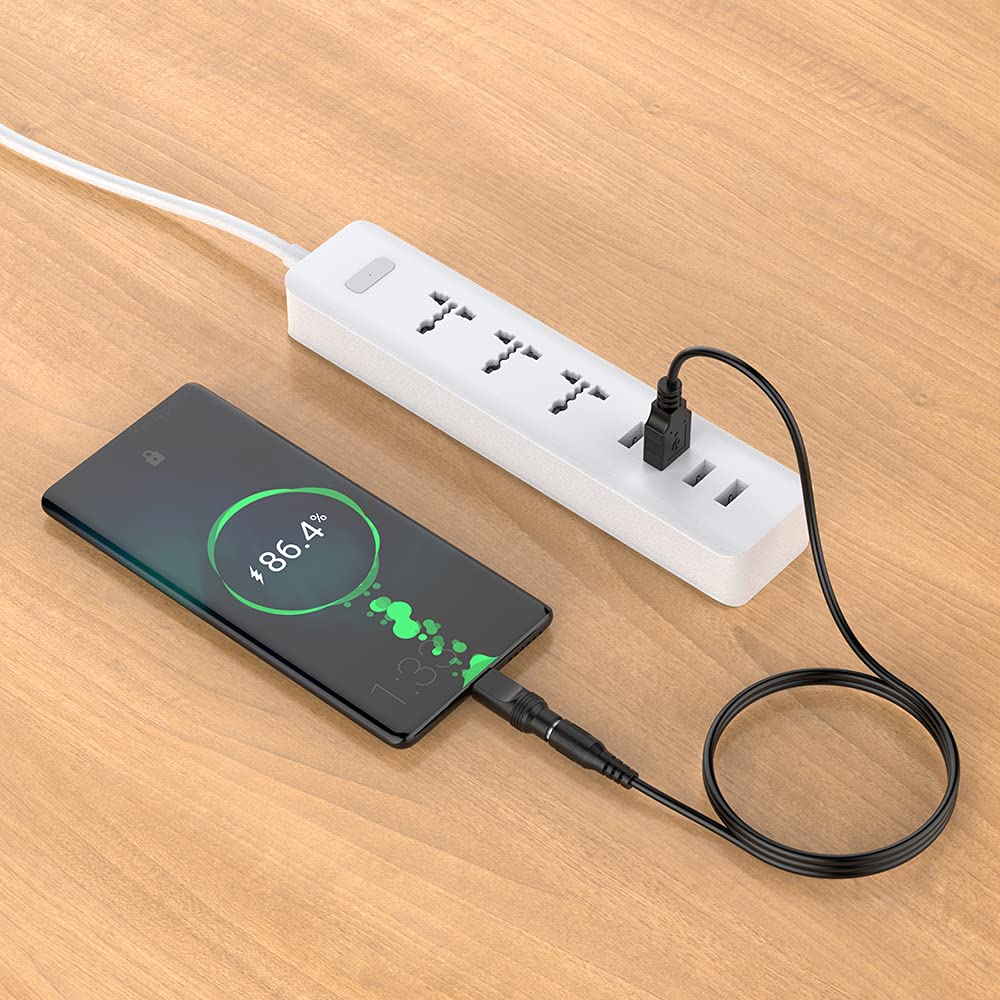 LIANSUM - Cable de alimentación USB a CC de 5 V, cable de carga universal de 5,5 x 2,1 mm con 10 puntas de conector (5,5 x 2,5, 4,8 x 1,7, 4,0 x 1,7, 4,0 x 1,35, 3,0 x 1,1, 2,5 x 0,7, micro USB, tipo